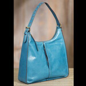 HOBO Marley Leather Hobo Office Work Book Slouchy Roomy Bag in Capri Blue